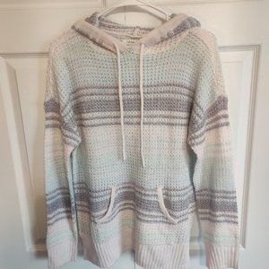 Full Circle Trends Women's Size M Knit Hoodie White teal made in bangladesh